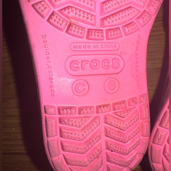 Little Girls Pink Sparkly Glitter Crocs Sz 6 Hearts Barbie Mary Jane. Light wear - Picture 3 of 11